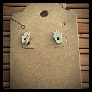 Silver Hamsa Stud Earrings